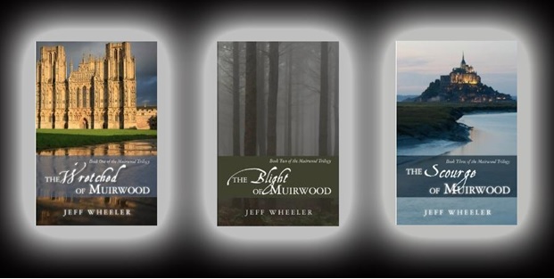 The original covers of Jeff Wheeler's first three books. 
