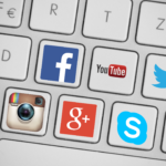 The logos of several popular social media sites.